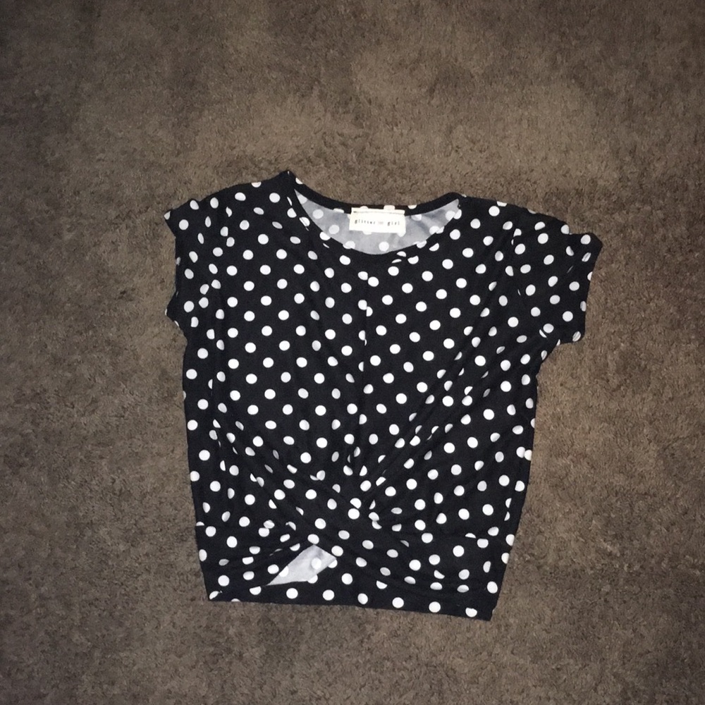 Black and white polka dot crop top